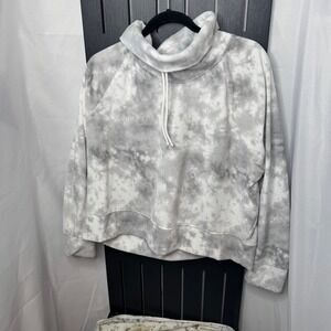 Old Navy Go Warm Tie Dye Cowl Neck Fleece Sweatshirt XL Gray White